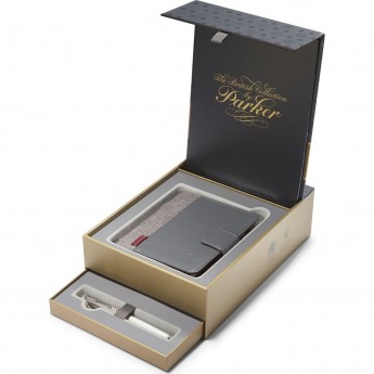 Подарочный набор PARKER: Ручка перьевая PREMIUM SONNET METAL & PEARL CT с блокнотом и органайзером Подарочный набор PARKER: Ручка перьевая PREMIUM SONNET METAL & PEARL CT с блокнотом и органайзером